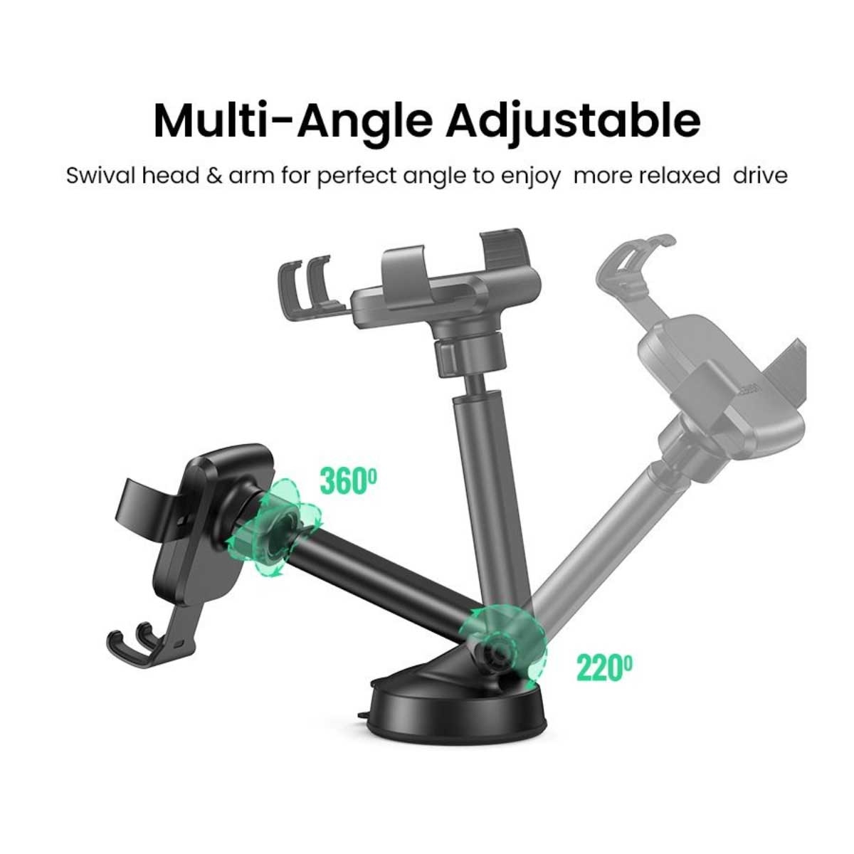 UGREEN Black LP200 60990 Suction Cup Gravity Car Phone Mount