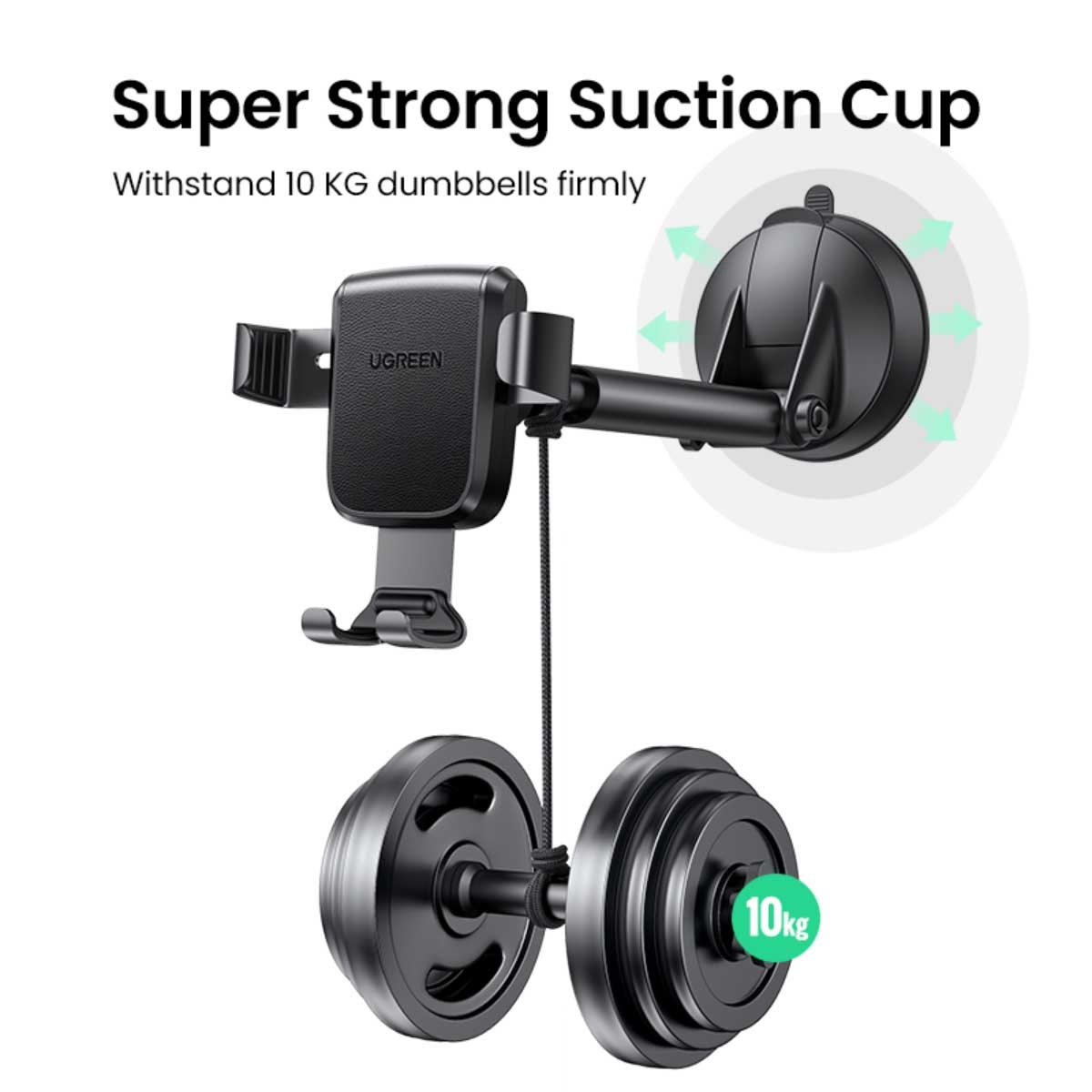 UGREEN Black LP200 60990 Suction Cup Gravity Car Phone Mount