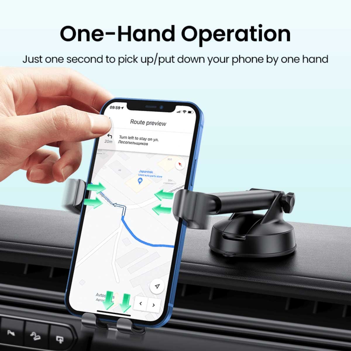 UGREEN Black LP200 60990 Suction Cup Gravity Car Phone Mount