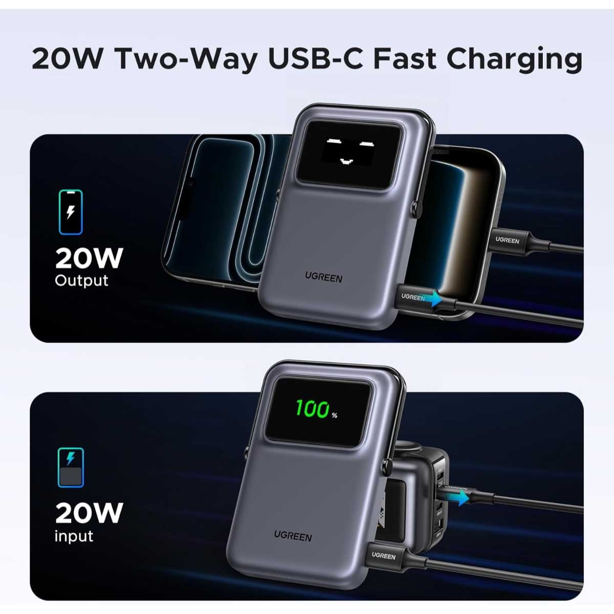 يوجرين Uno باور بانك مغناطيسي 10000mAh بقدرة 20W