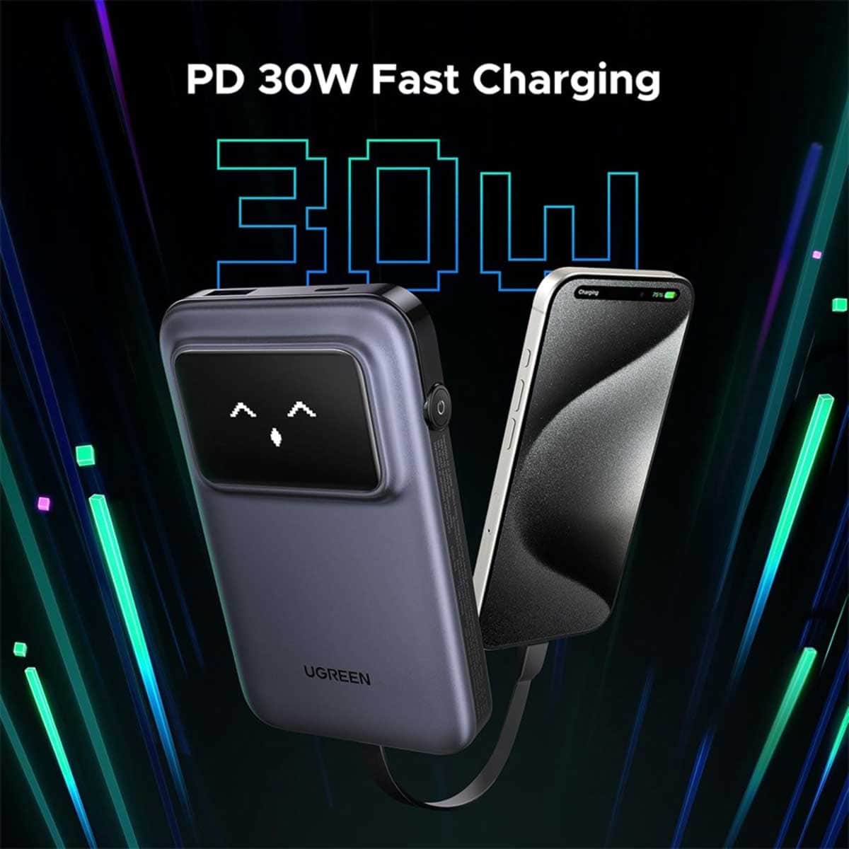 UGREEN Uno PB511 10000mAh 30W Built-in USB-C Cable Power Bank