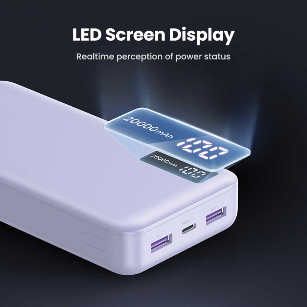 يوجرين باور بانك 20000mAh بقدرة 20W