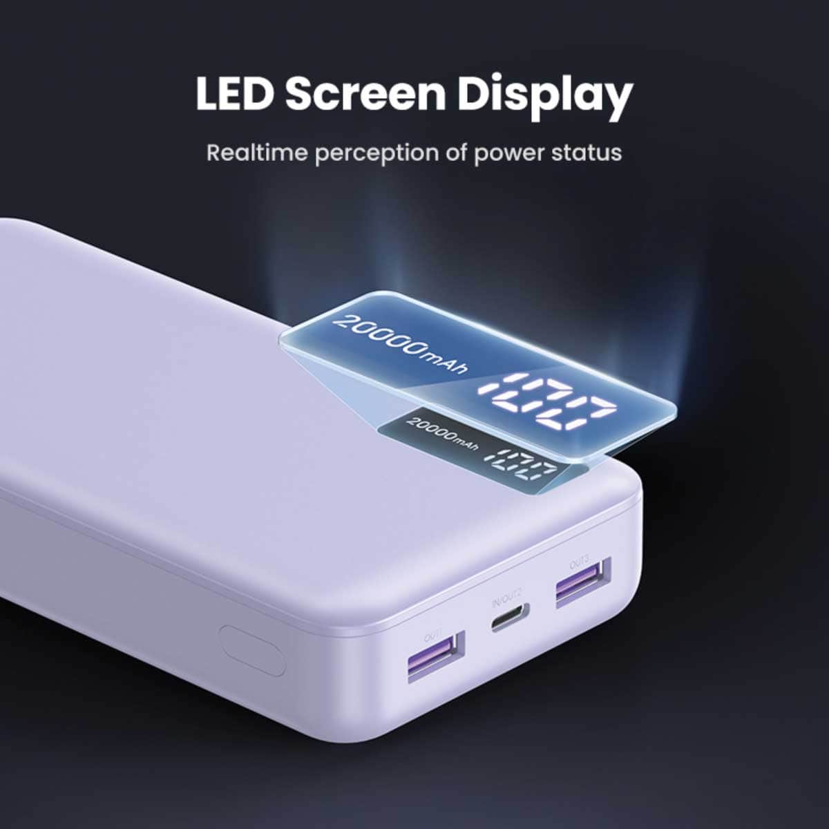 يوجرين باور بانك 20000mAh بقدرة 20W