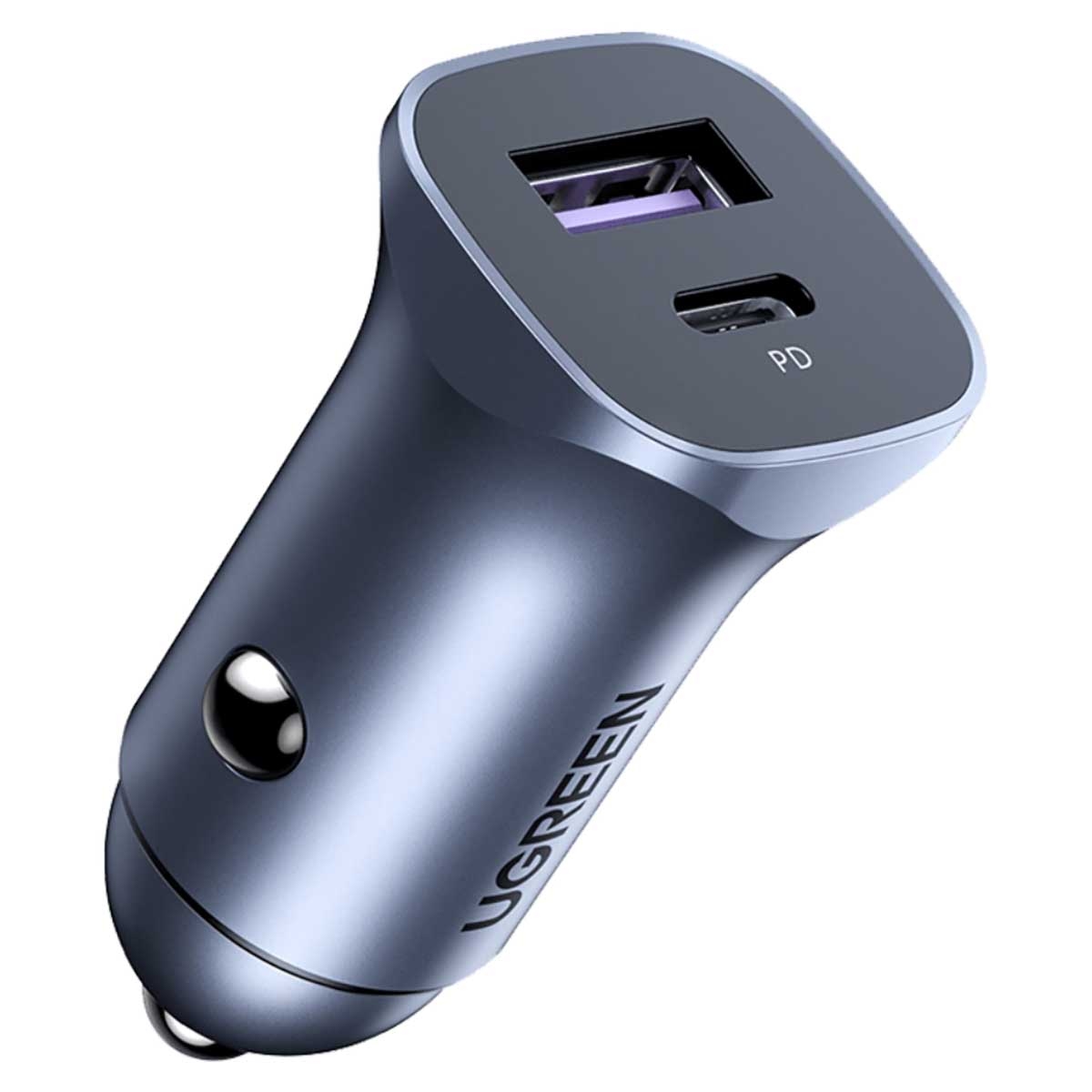 يوجرين CD130 رمادي شاحن سيارة بقدرة 30W بمنفذين USB-C وUSB-A