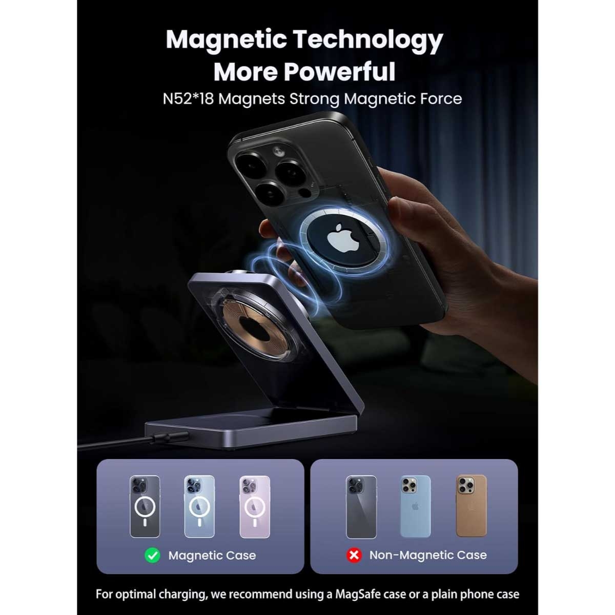 UGREEN MagFlow 15W 2-in-1 Magnetic Wireless Charger