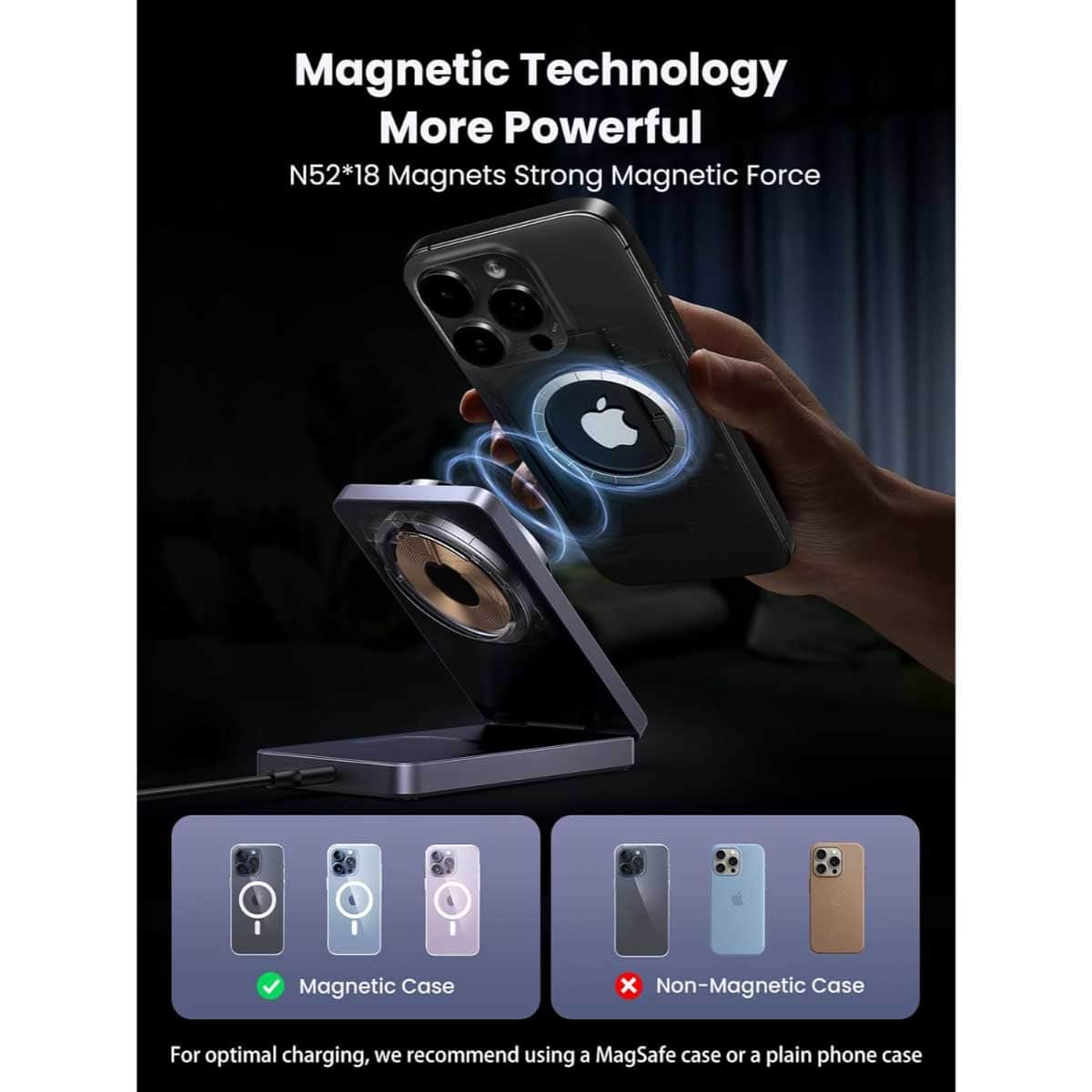 UGREEN MagFlow 15W 2-in-1 Magnetic Wireless Charger