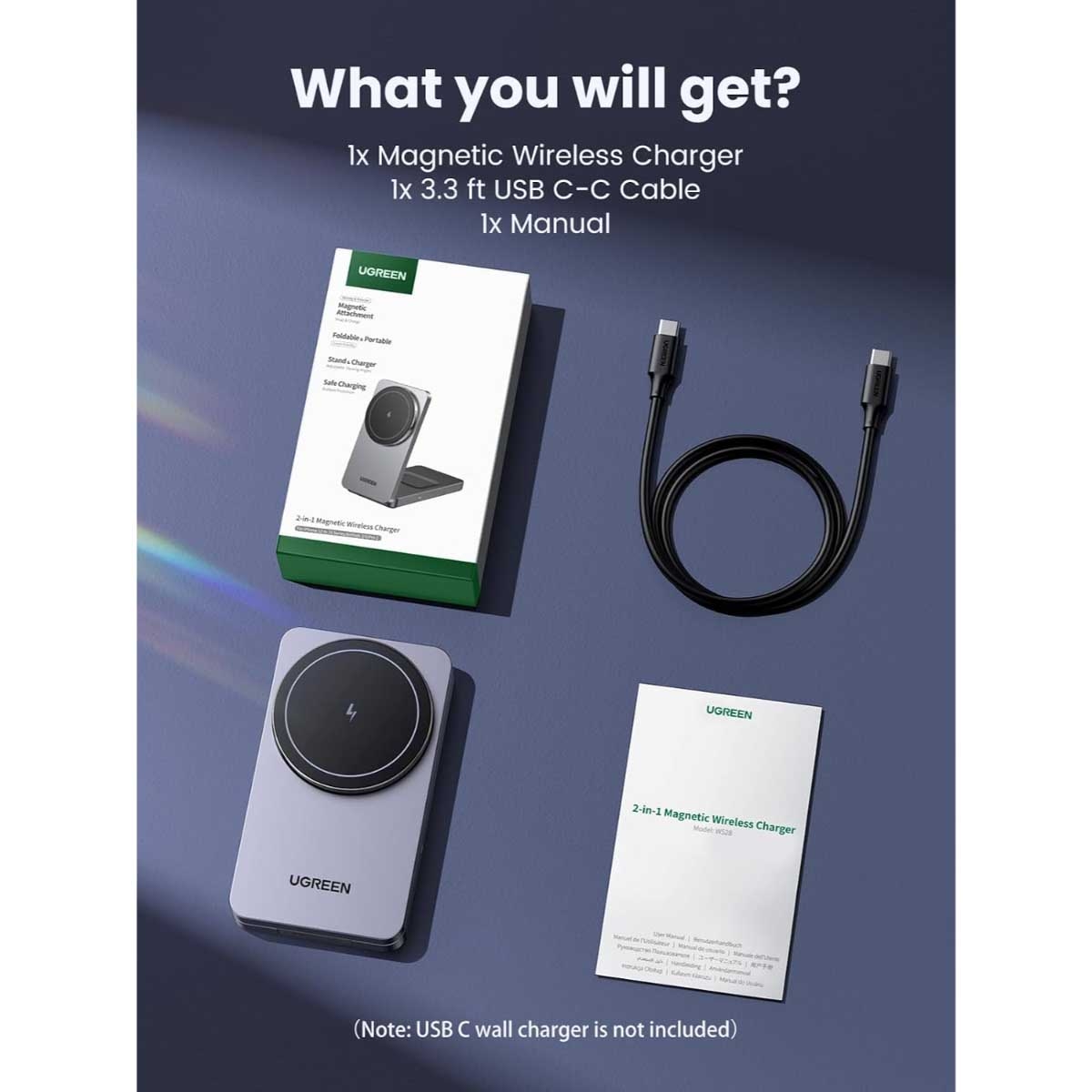 UGREEN MagFlow 15W 2-in-1 Magnetic Wireless Charger