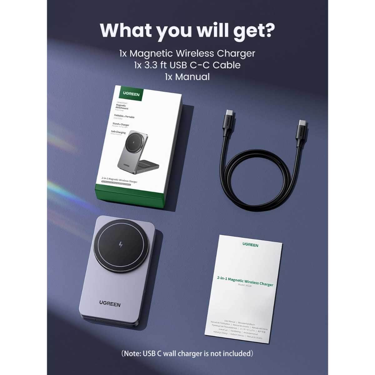 UGREEN MagFlow 15W 2-in-1 Magnetic Wireless Charger