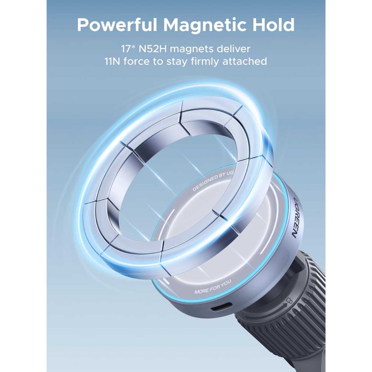 يوجرين MagFlow شاحن سيارة لاسلكي Qi2.2 بقدرة 25W مع حامل لفتحة التكييف
