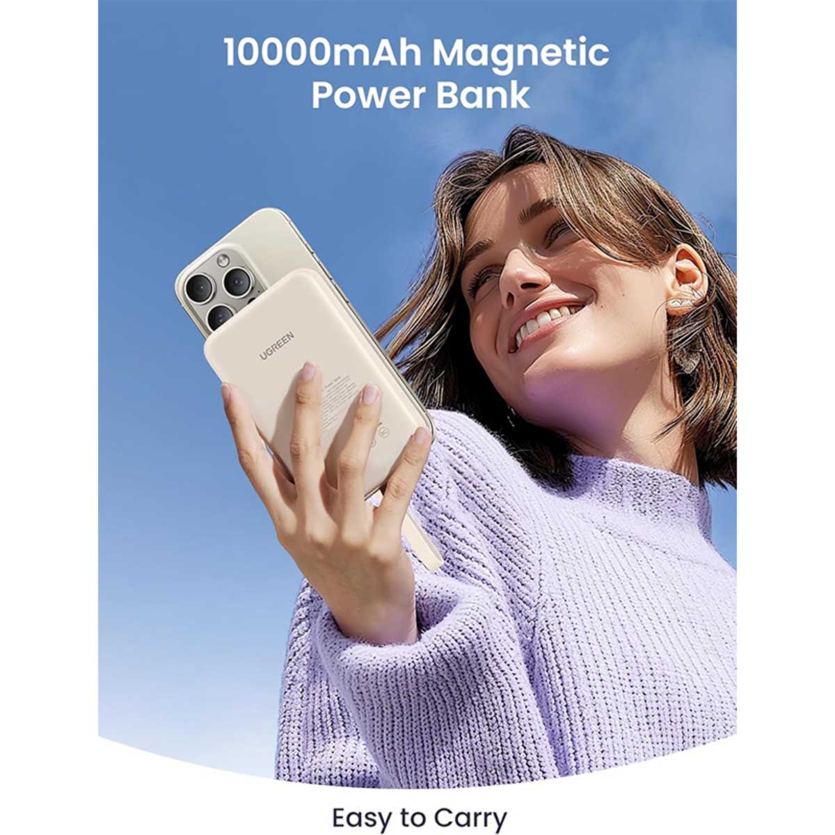 يوجرين Nexode باور بانك مغناطيسي 10000mAh بقدرة 20W مع كابل مدمج