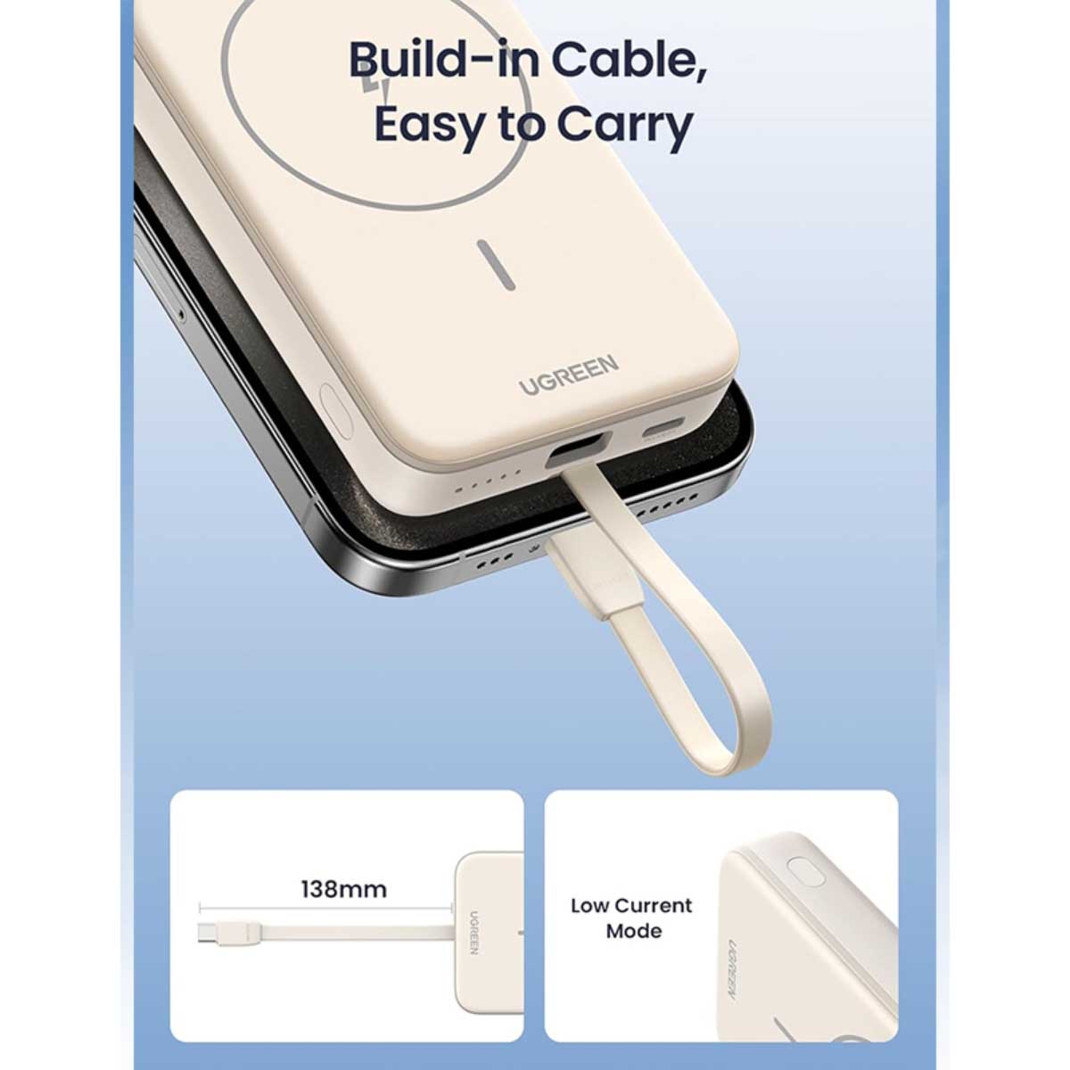 يوجرين Nexode باور بانك مغناطيسي 10000mAh بقدرة 20W مع كابل مدمج