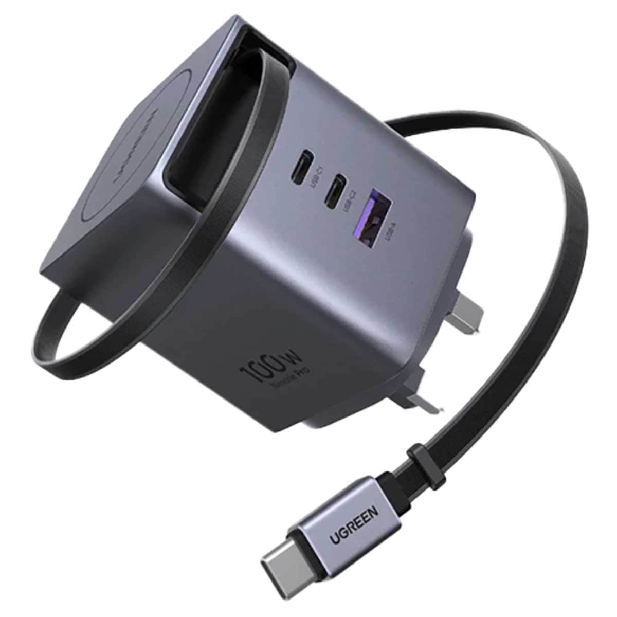 UGREEN Nexode 100W 3-Port USB-C GaN Wall Charger with USB-C Cable