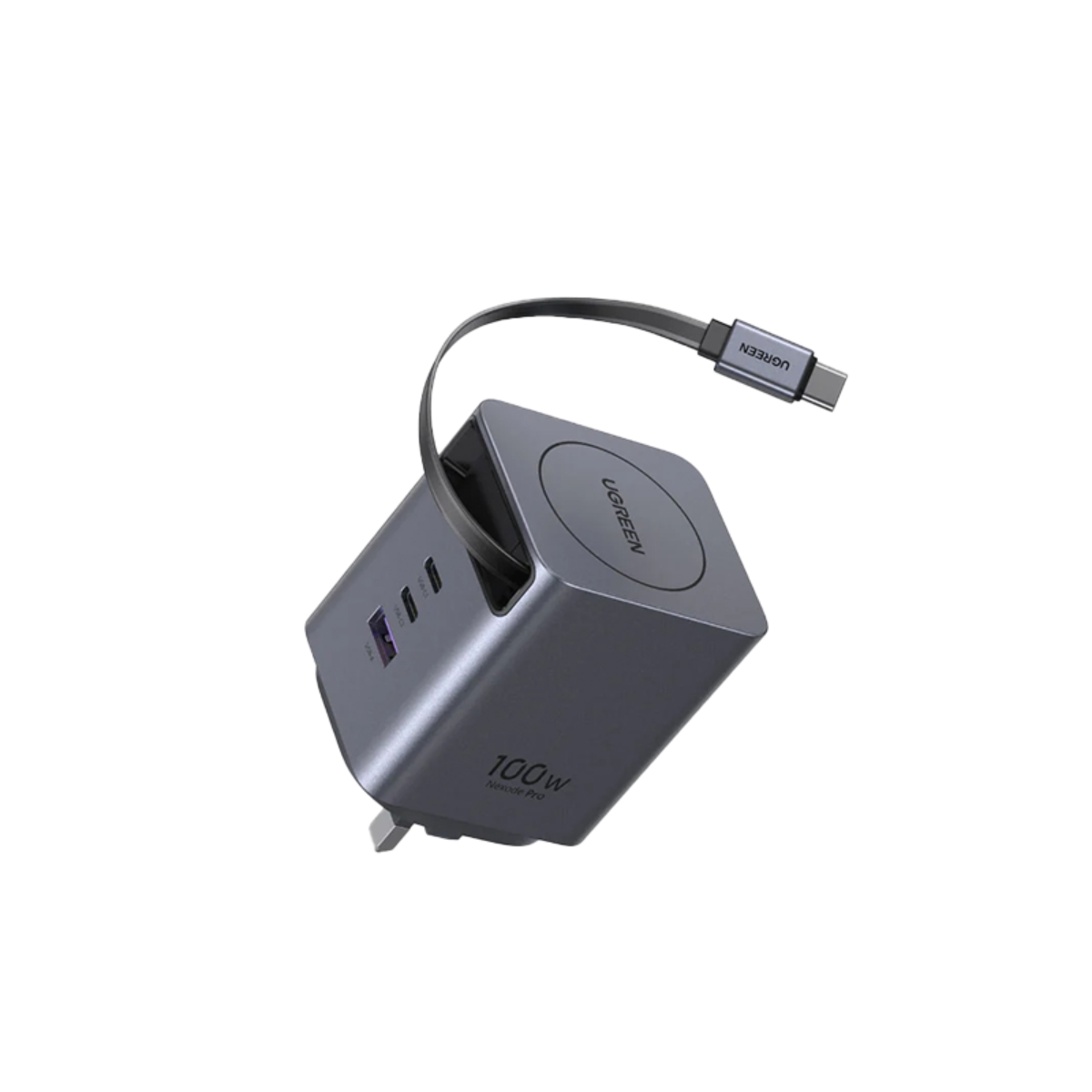 يوجرين Nexode شاحن حائط USB-C GaN بقدرة 100W مع 3 منافذ وكابل USB-C