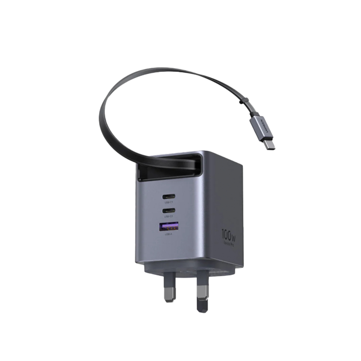 يوجرين Nexode شاحن حائط USB-C GaN بقدرة 100W مع 3 منافذ وكابل USB-C