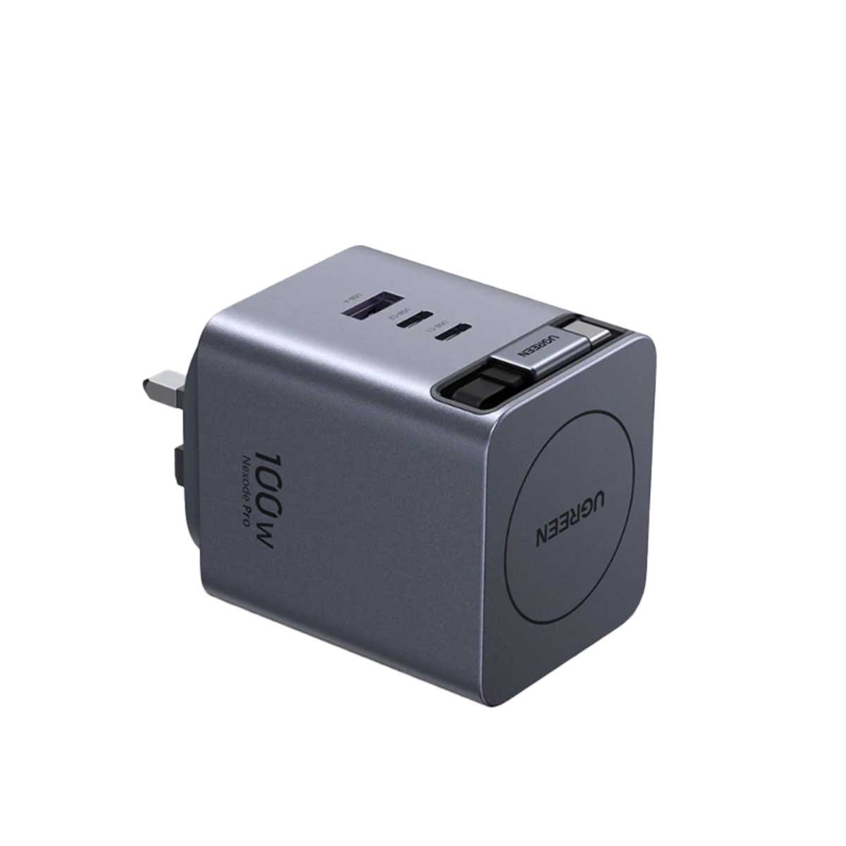 يوجرين Nexode شاحن حائط USB-C GaN بقدرة 100W مع 3 منافذ وكابل USB-C