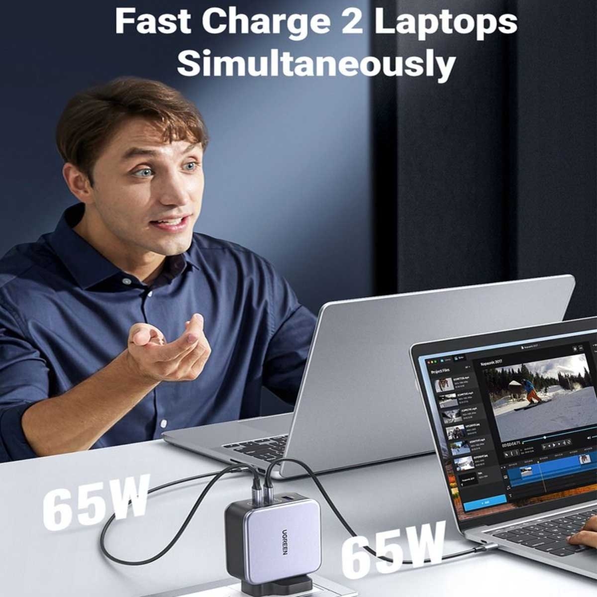 يوجرين Nexode شاحن حائط USB-C GaN بقدرة 140W مع 3 منافذ وكابل USB-C