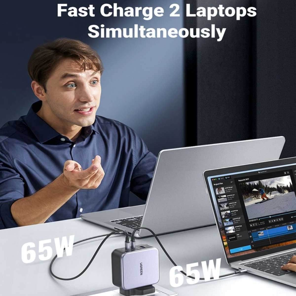 UGREEN Nexode 140W 3-Port USB-C GaN Wall Charger with USB-C Cable