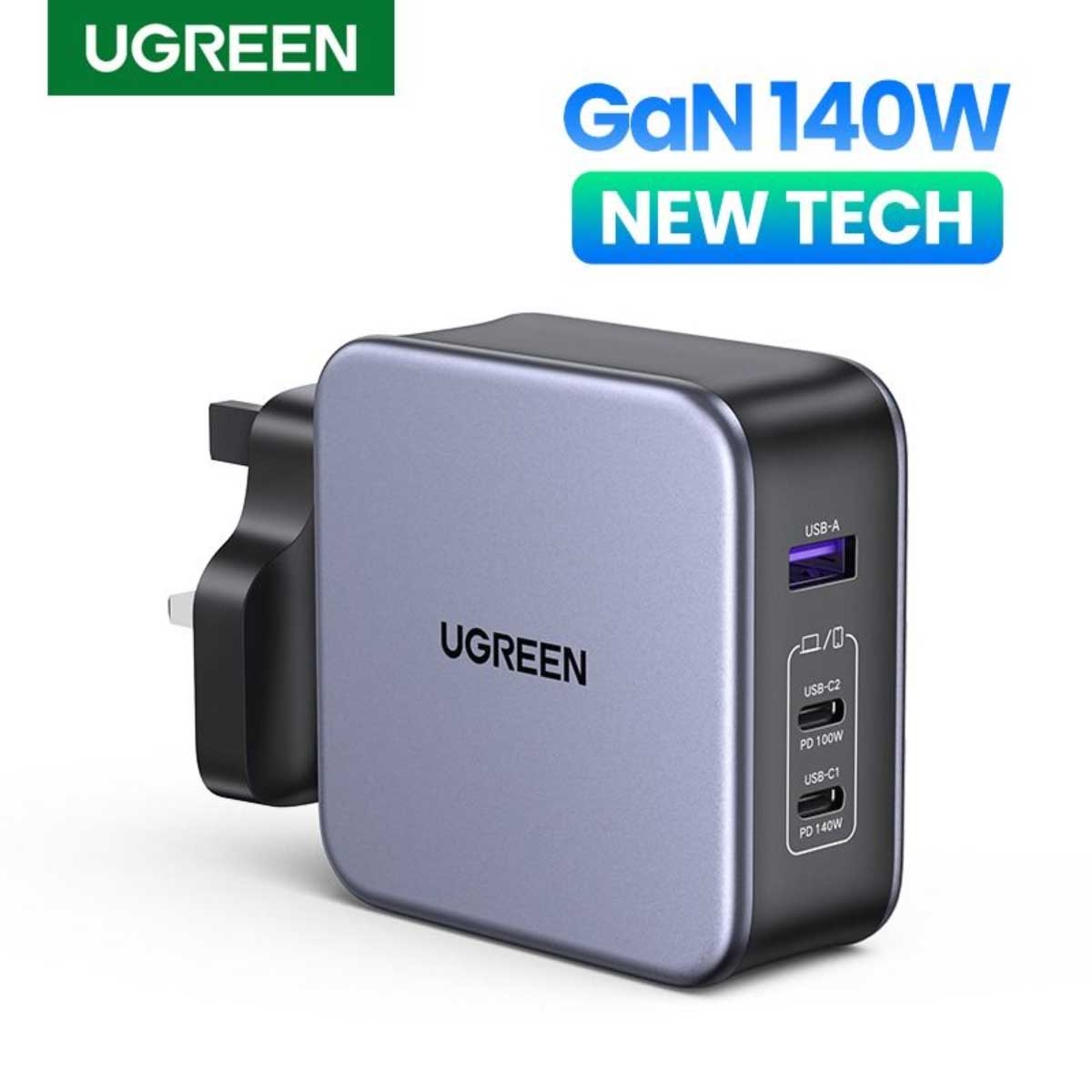 يوجرين Nexode شاحن حائط USB-C GaN بقدرة 140W مع 3 منافذ وكابل USB-C