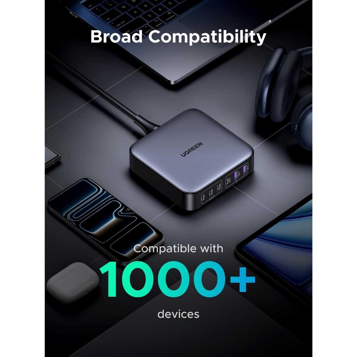 UGREEN Nexode 200W 6-Port USB-C GaN Charging Station with USB-C Cable