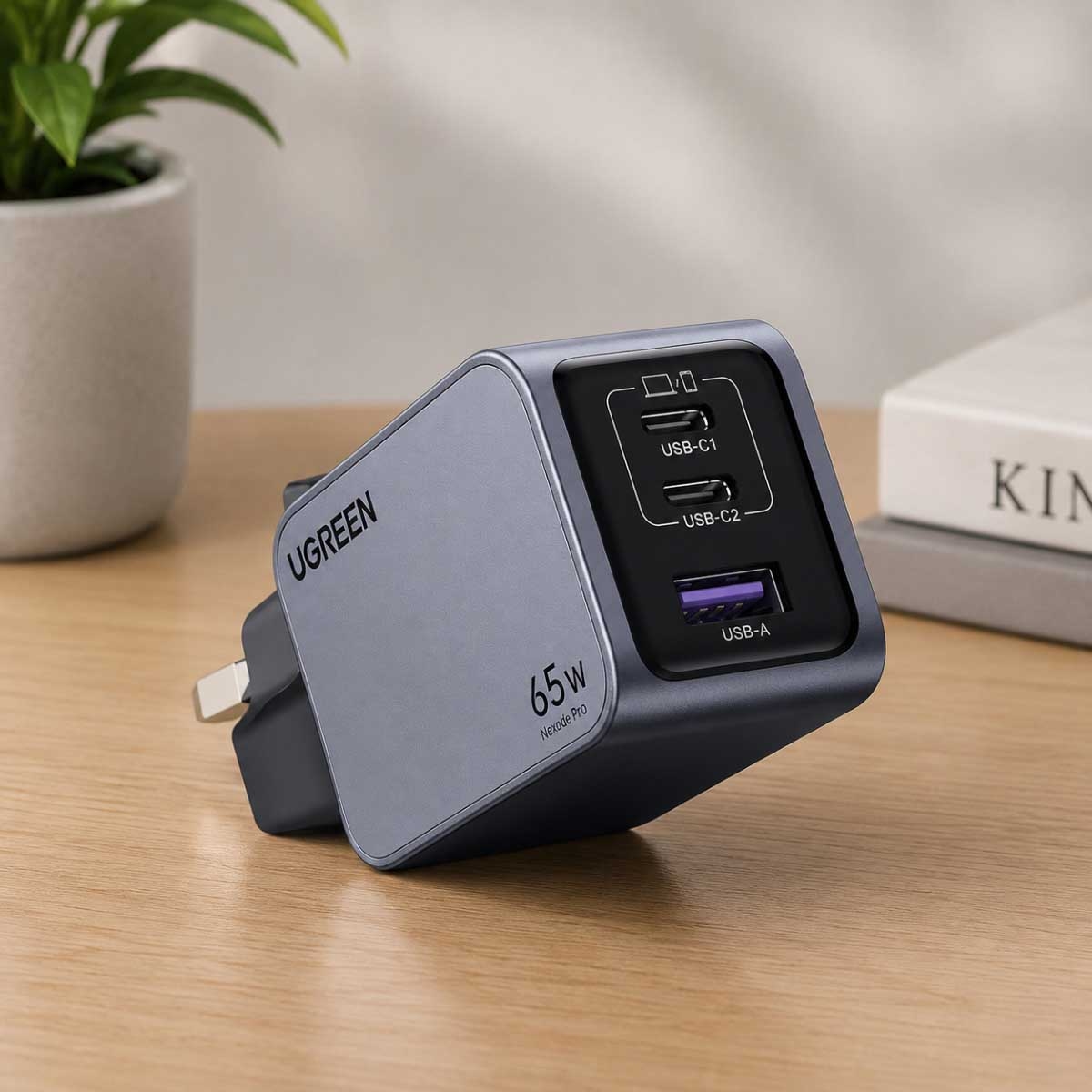 يوجرين Nexode Pro شاحن حائط USB-C GaN بقدرة 65W مع 3 منافذ