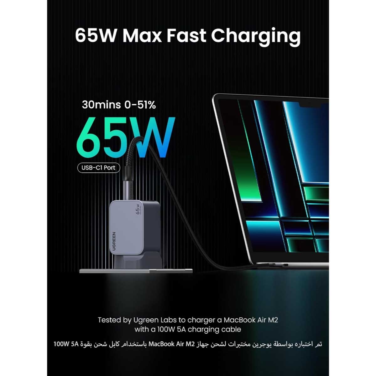 يوجرين Nexode Pro شاحن حائط USB-C GaN بقدرة 65W مع 3 منافذ
