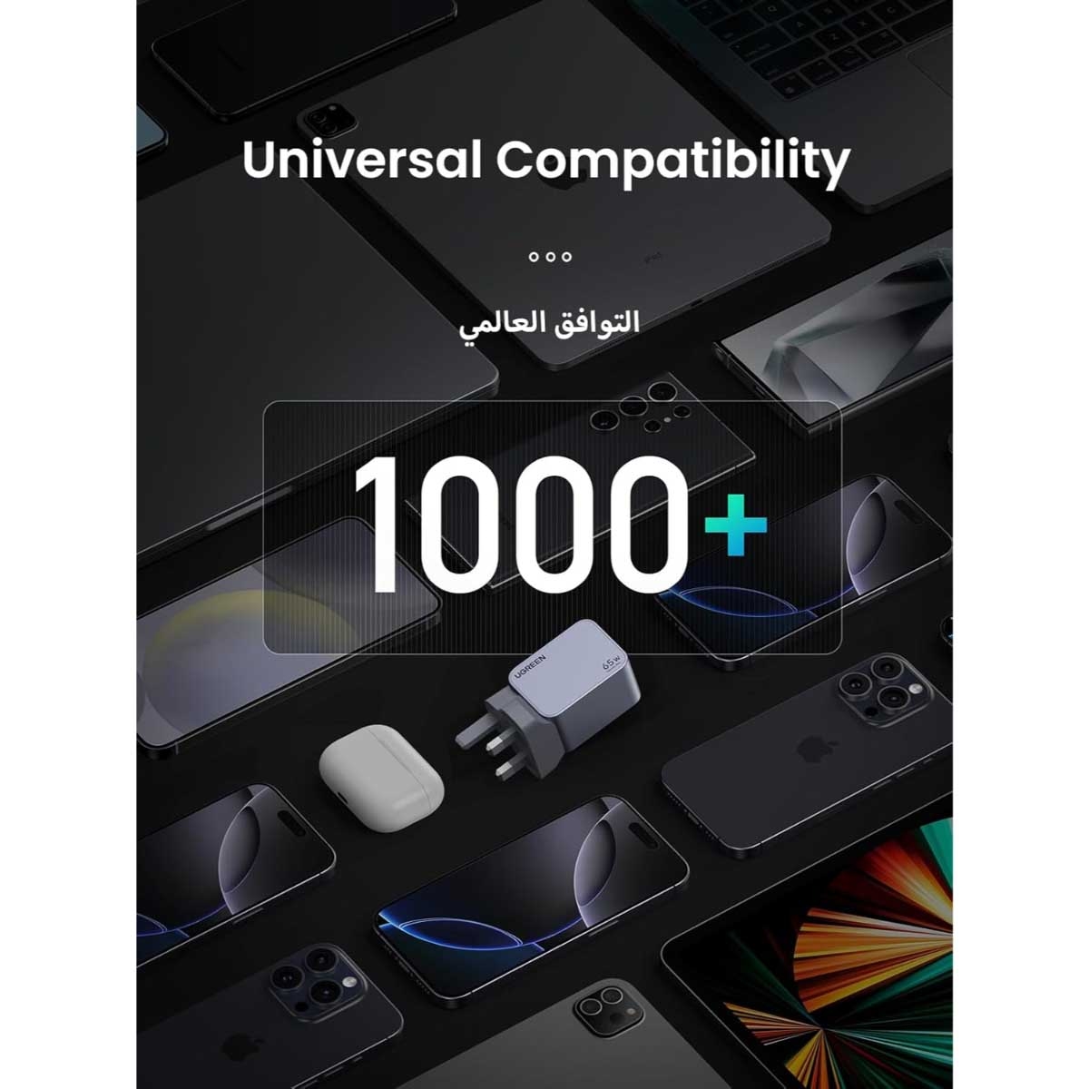 يوجرين Nexode Pro شاحن حائط USB-C GaN بقدرة 65W مع 3 منافذ