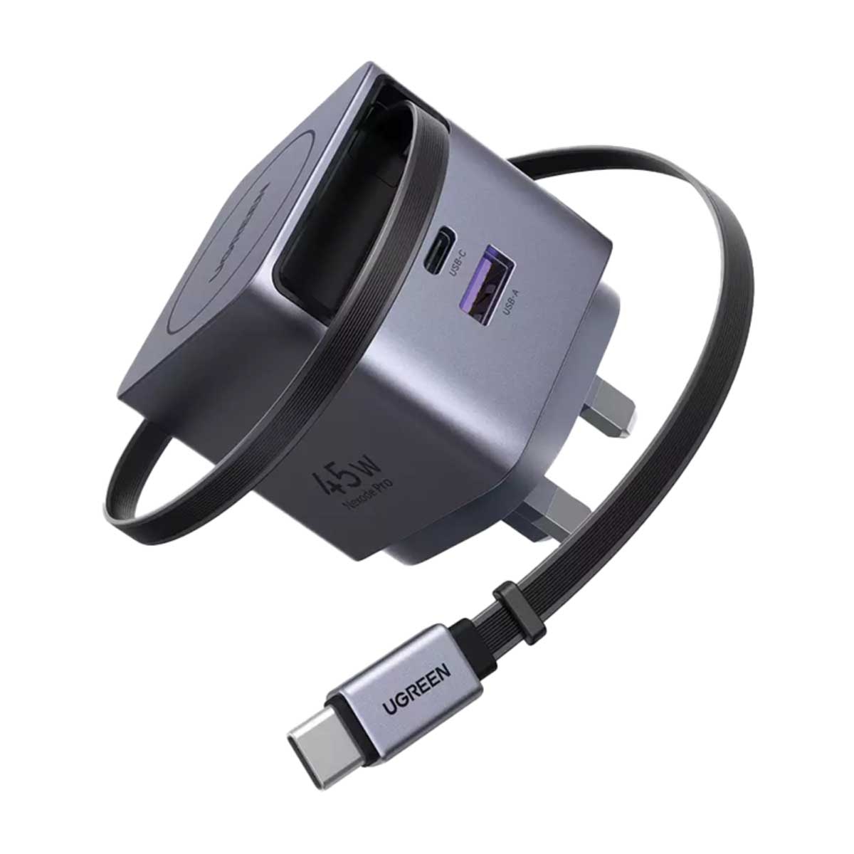 يوجرين Nexode Pro X614 شاحن حائط GaN ثنائي المنافذ بقدرة 45W مع كابل USB-C
