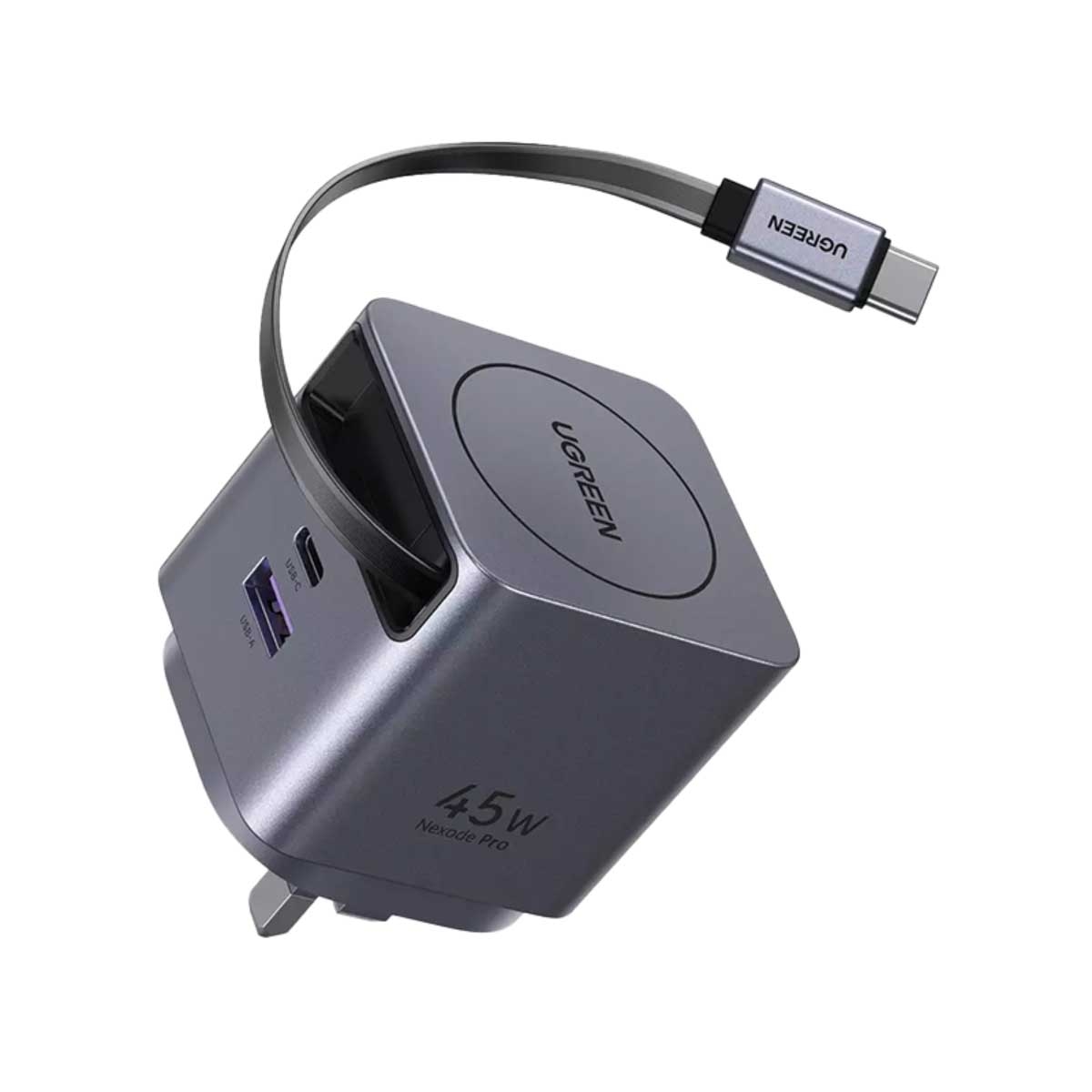 يوجرين Nexode Pro X614 شاحن حائط GaN ثنائي المنافذ بقدرة 45W مع كابل USB-C