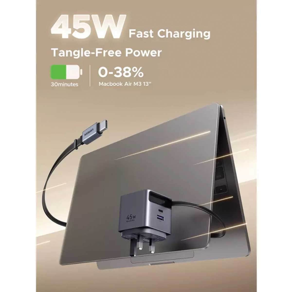 UGREEN Nexode Pro X614 45W 2-Port GaN Wall Charger with USB-C Cable