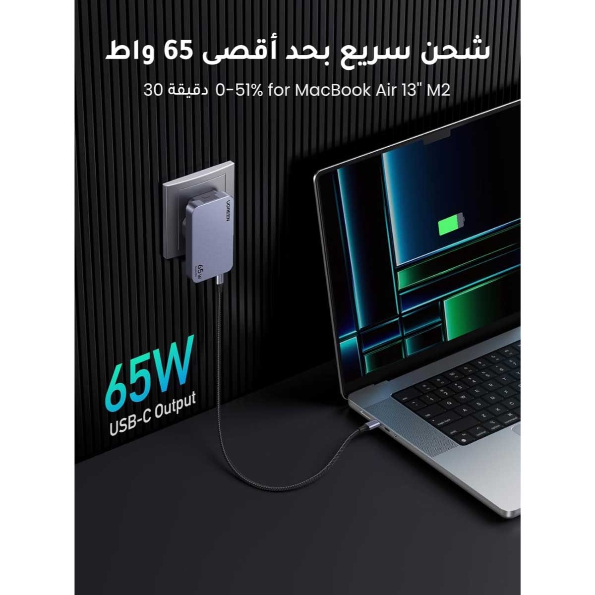 يوجرين Nexode Pro X753 شاحن حائط GaN بقدرة 65W مع 3 منافذ