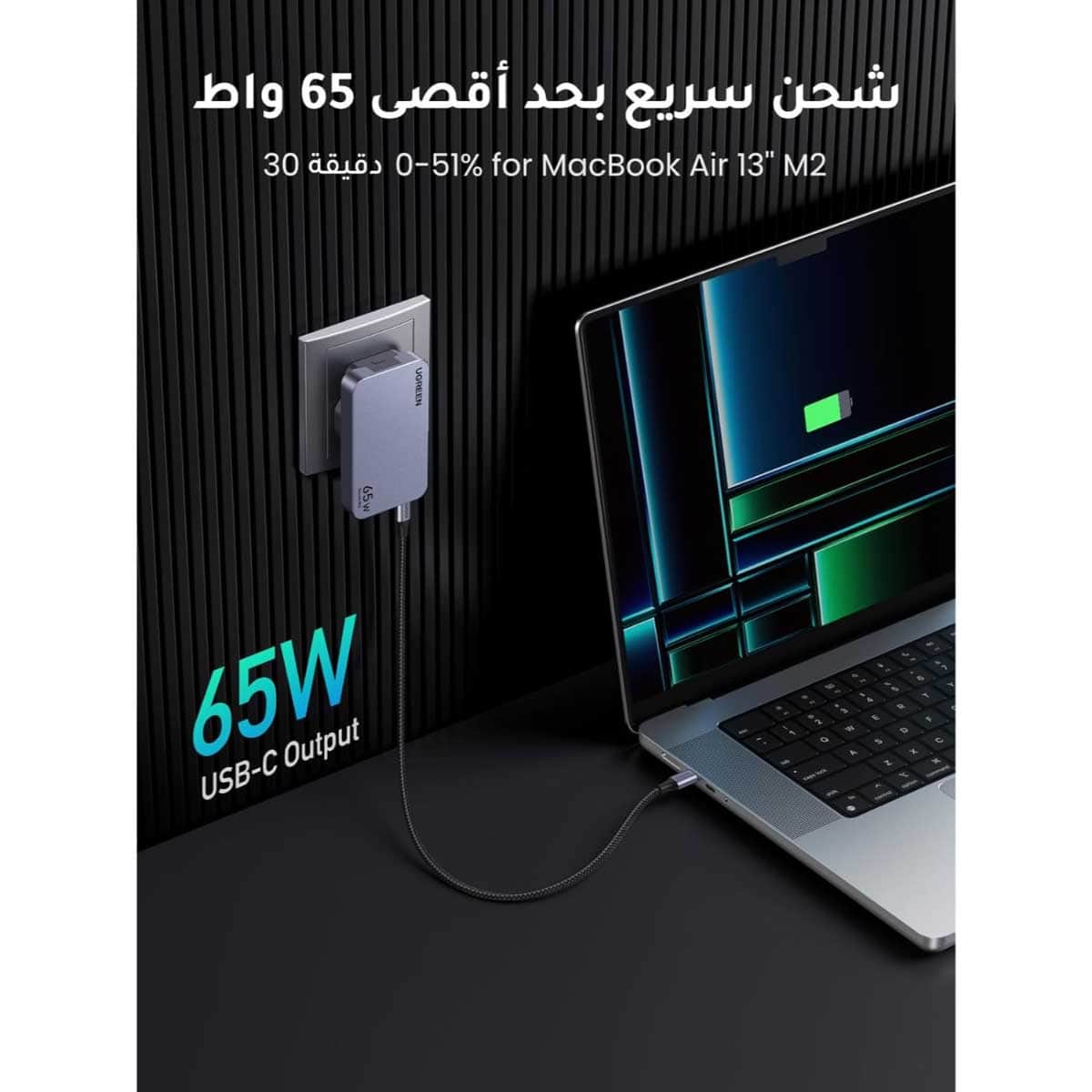 يوجرين Nexode Pro X753 شاحن حائط GaN بقدرة 65W مع 3 منافذ