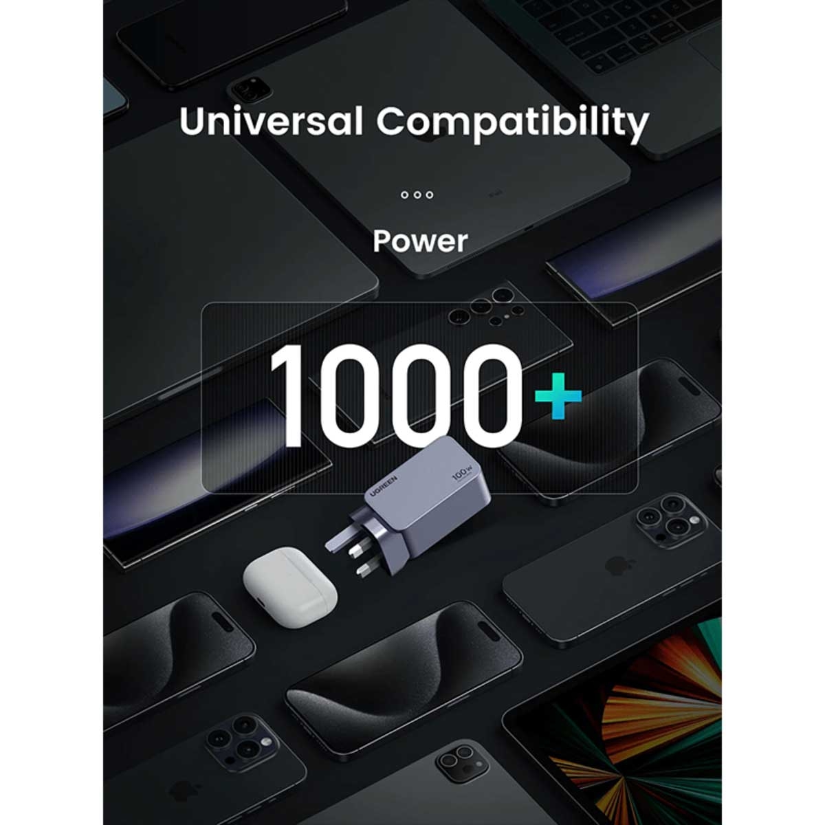 يوجرين Nexode Pro X757 شاحن حائط GaN بقدرة 100W مع 4 منافذ وكابل USB-C