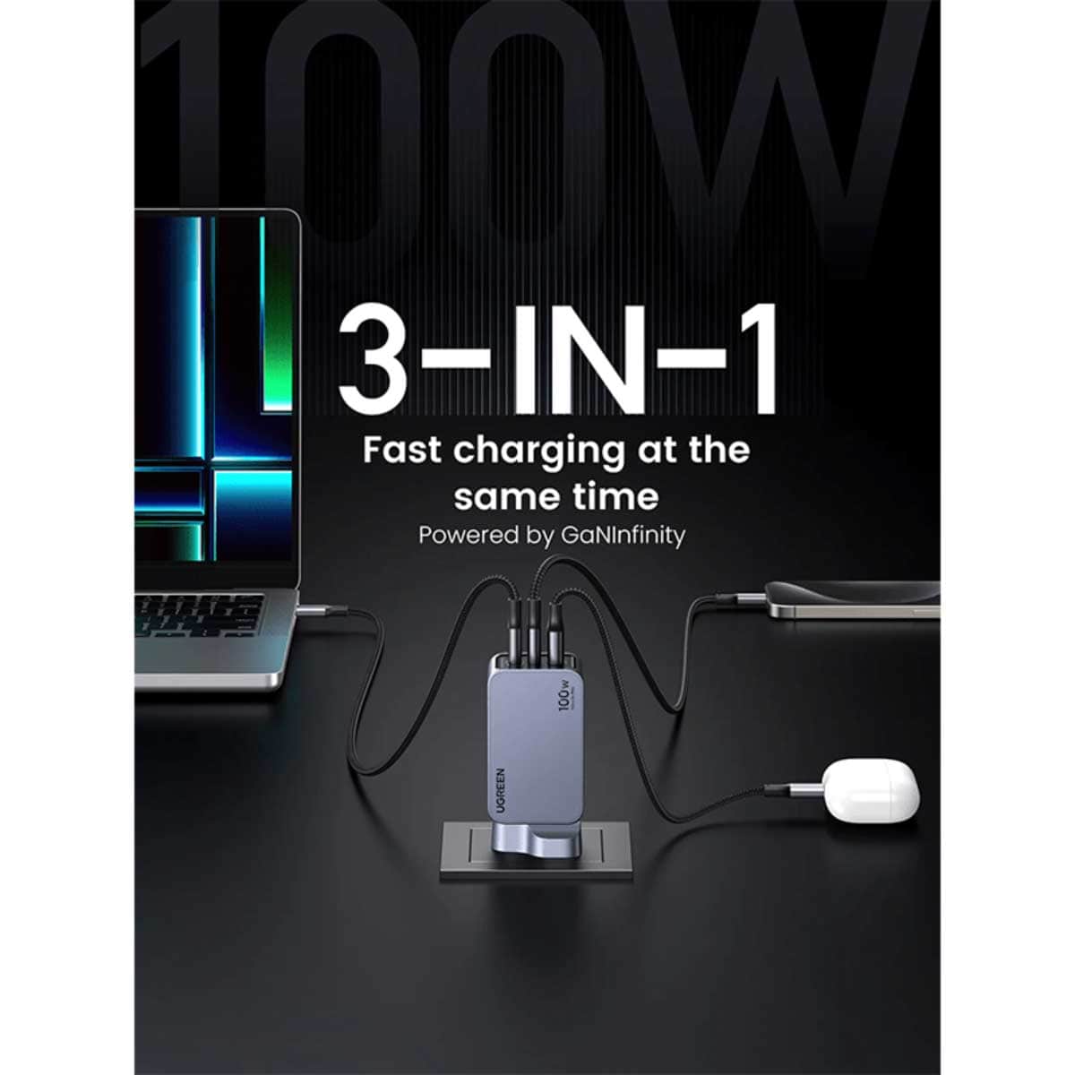UGREEN Nexode Pro X757 100W 4-Port GaN Wall Charger with USB-C Cable