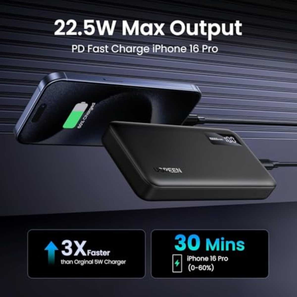 يوجرين PB311 باور بانك 10000mAh بقدرة 20W