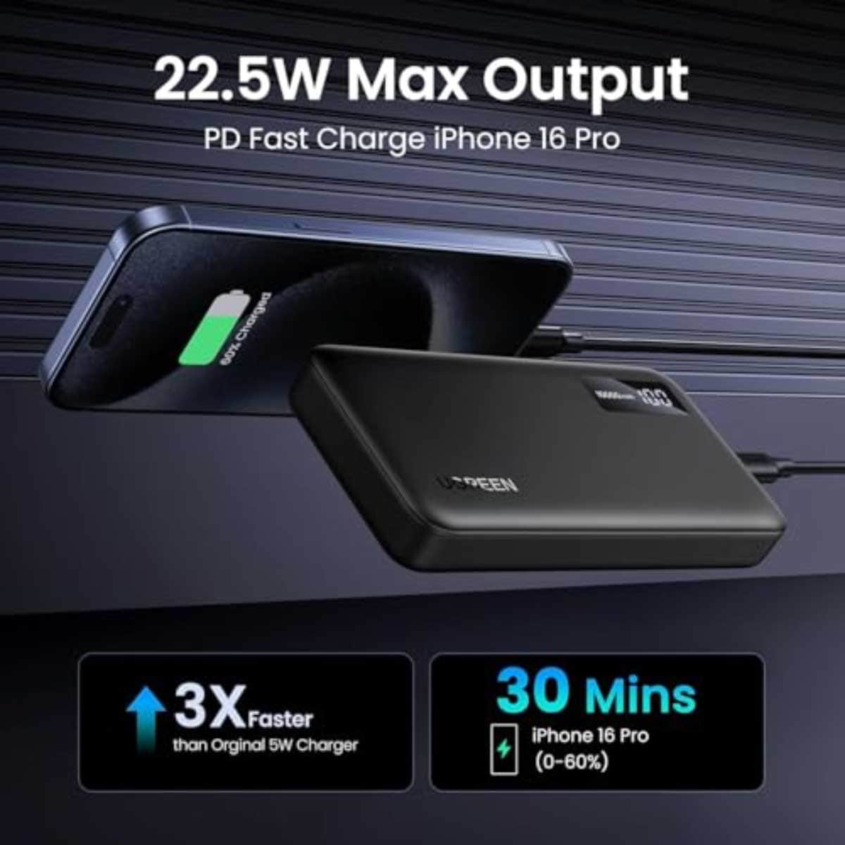 يوجرين PB311 باور بانك 10000mAh بقدرة 20W