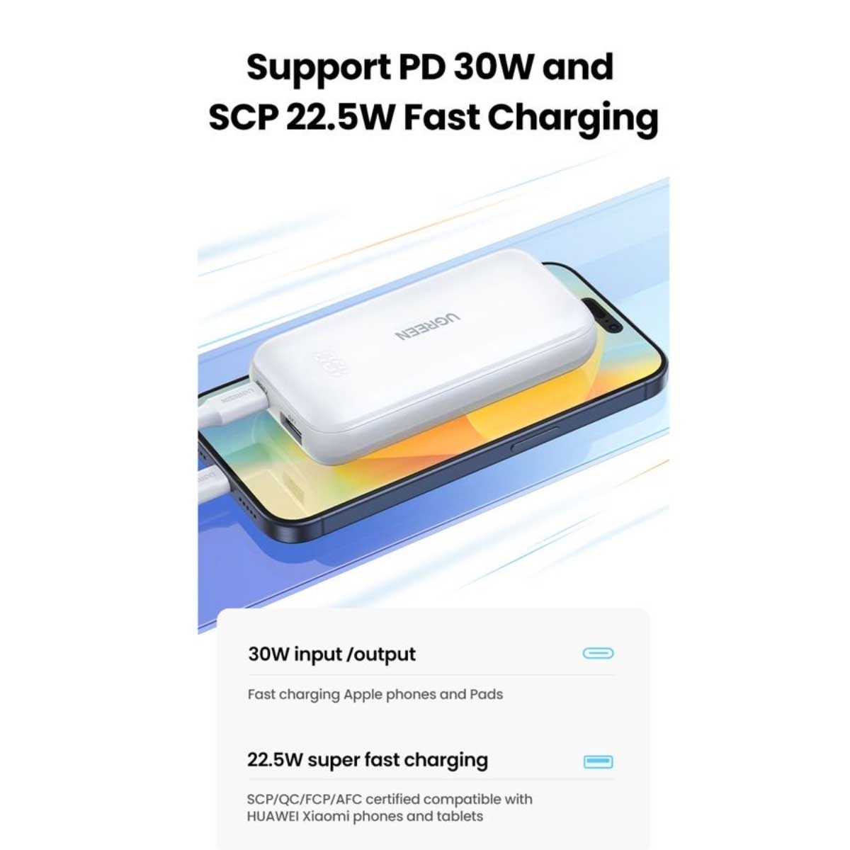 يوجرين PB501 باور بانك 10000mAh بقدرة 30W