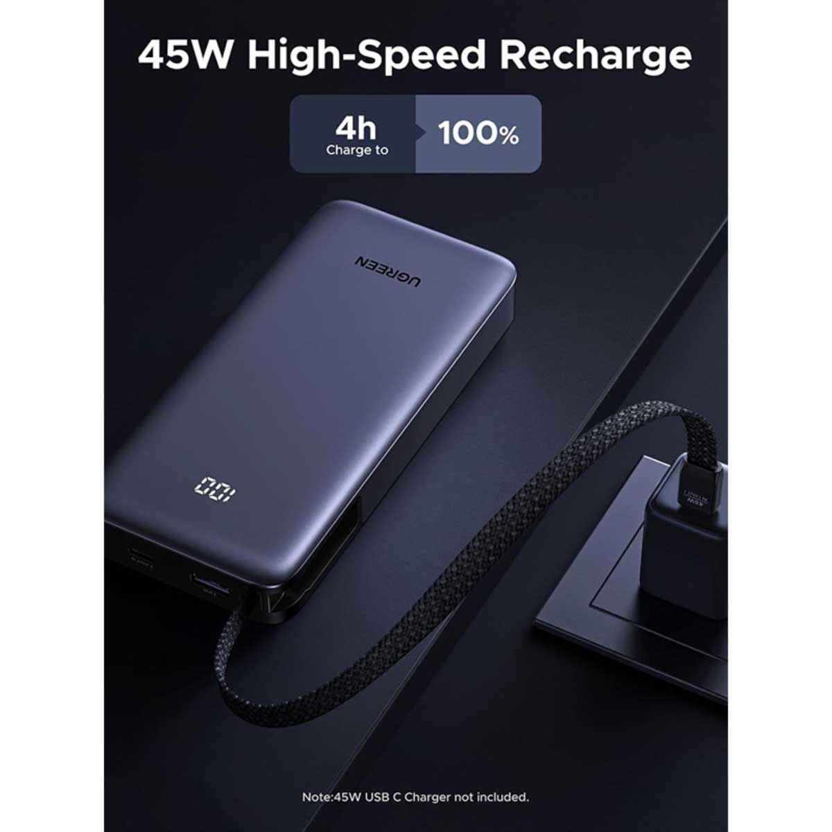 يوجرين PB536 باور بانك 20000mAh بقدرة 45W