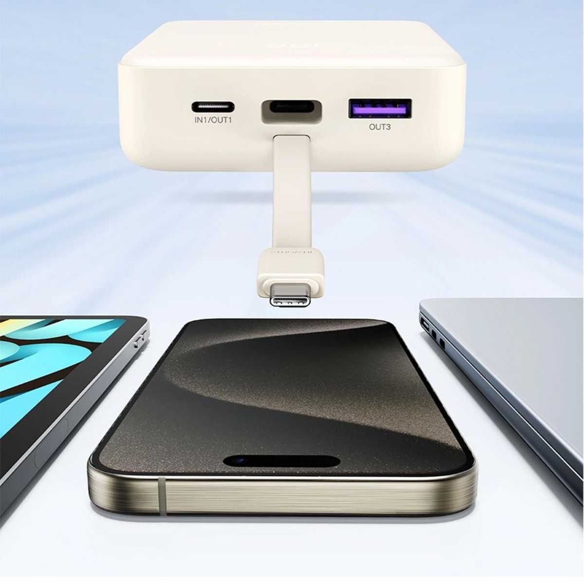 يوجرين باور بانك 20000mAh بقدرة 22.5W مع كابل USB-C مدمج