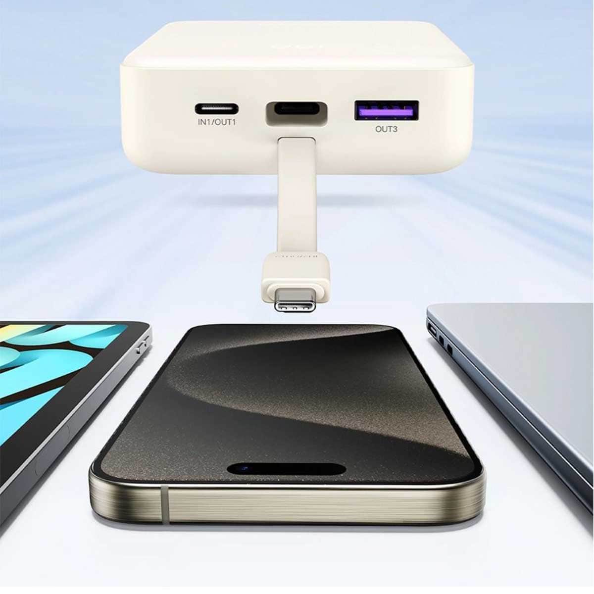 يوجرين باور بانك 20000mAh بقدرة 22.5W مع كابل USB-C مدمج