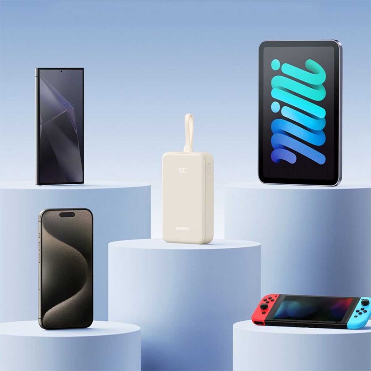 يوجرين باور بانك 20000mAh بقدرة 22.5W مع كابل USB-C مدمج