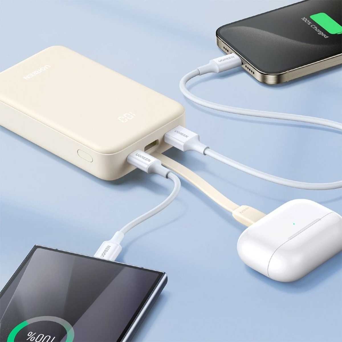 يوجرين باور بانك 20000mAh بقدرة 22.5W مع كابل USB-C مدمج
