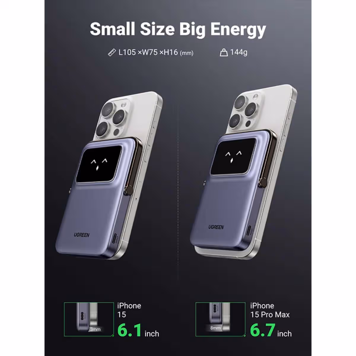يوجرين Uno PB571 باور بانك لاسلكي 5000mAh بقدرة 20W