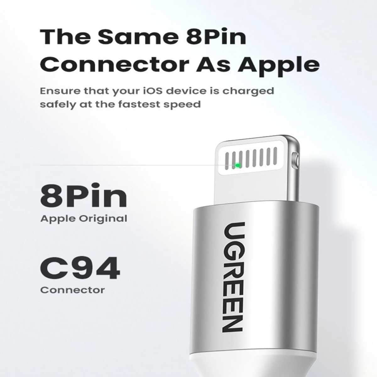 UGREEN Silver 2m 3A USB-C to Lightning Cable