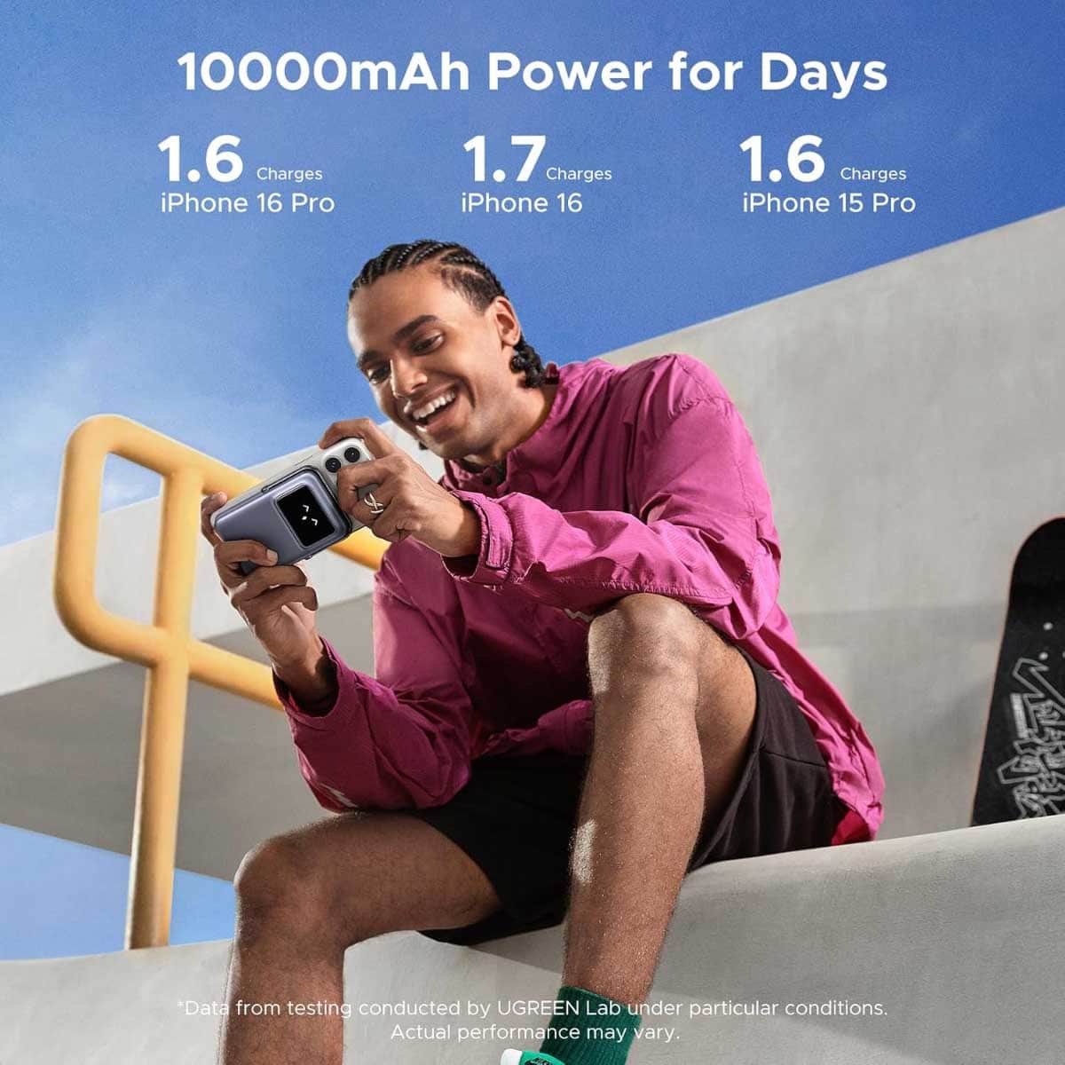 يوجرين Uno باور بانك مغناطيسي Qi2 بسعة 10000mAh وبقدرة 15W