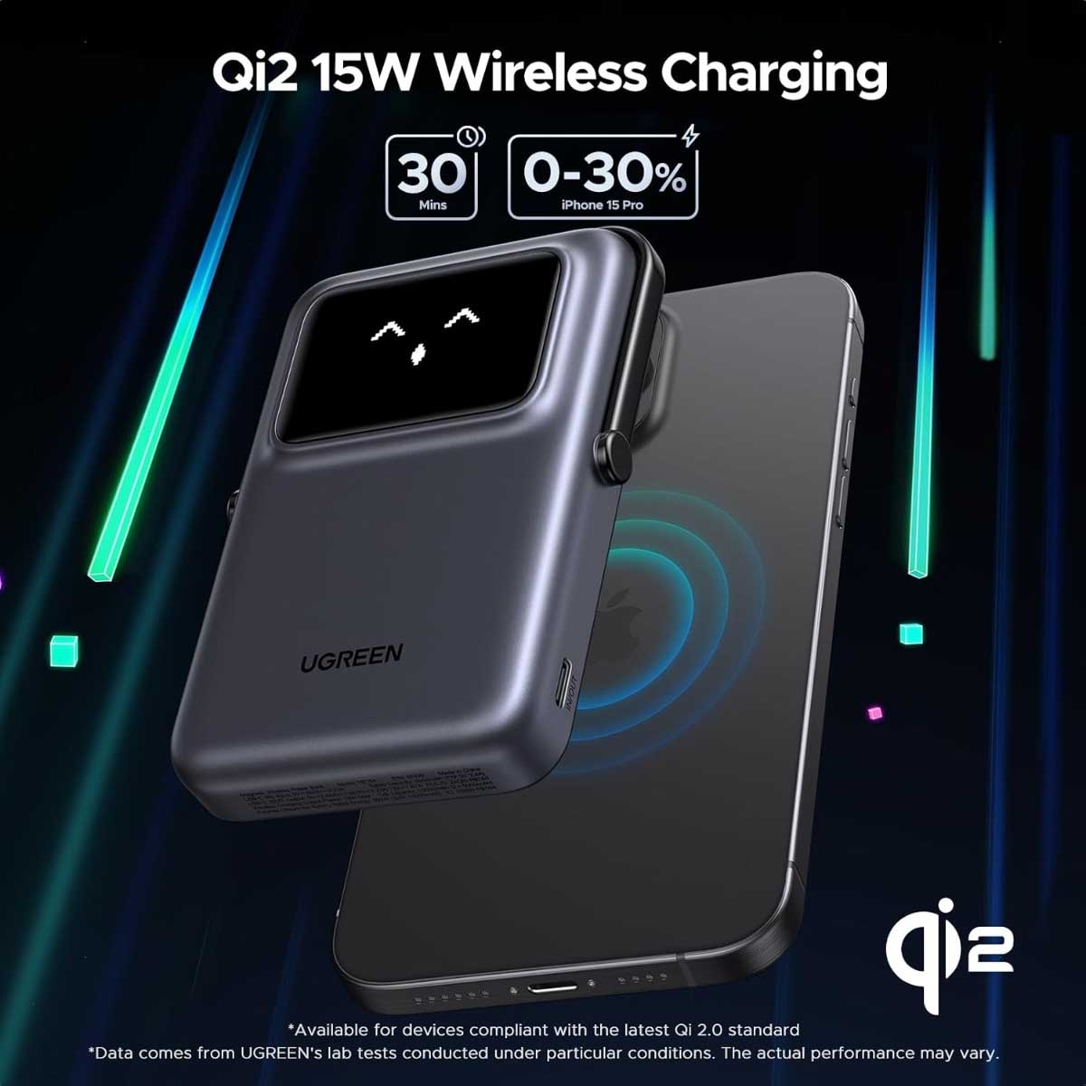 يوجرين Uno باور بانك مغناطيسي Qi2 بسعة 10000mAh وبقدرة 15W