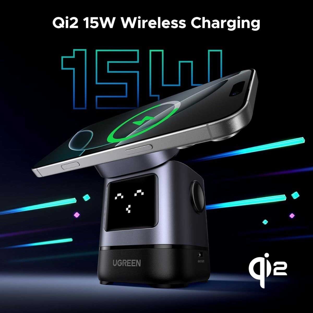 يوجرين Uno W709 شاحن لاسلكي 2 في 1 بقدرة 15W