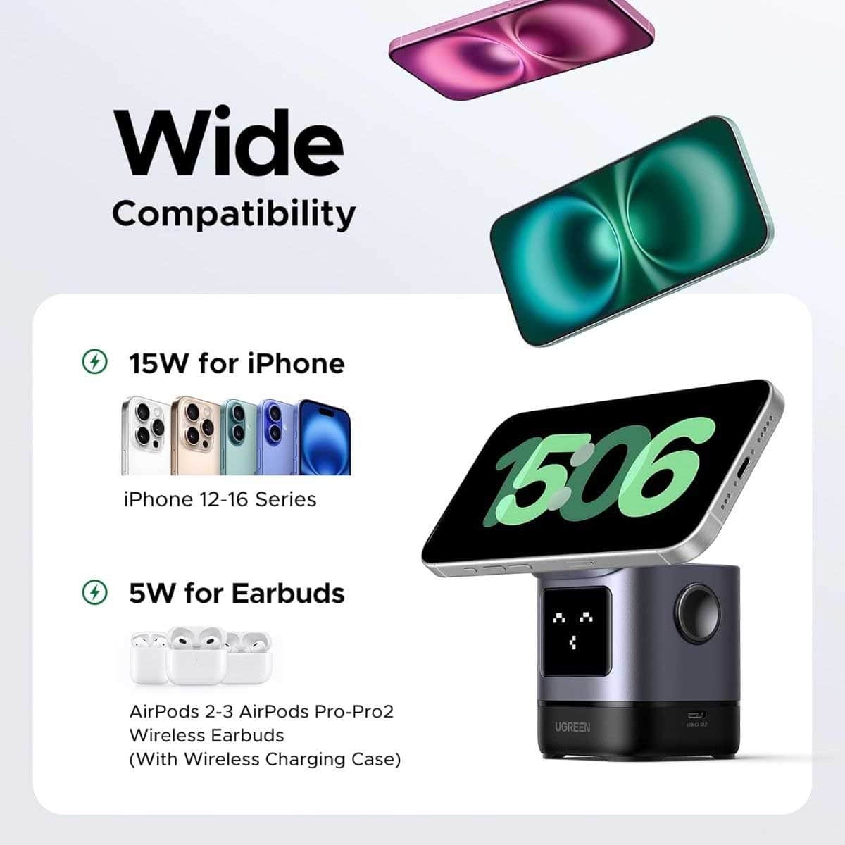 UGREEN Uno W709 15W 2-in-1 Wireless Charger