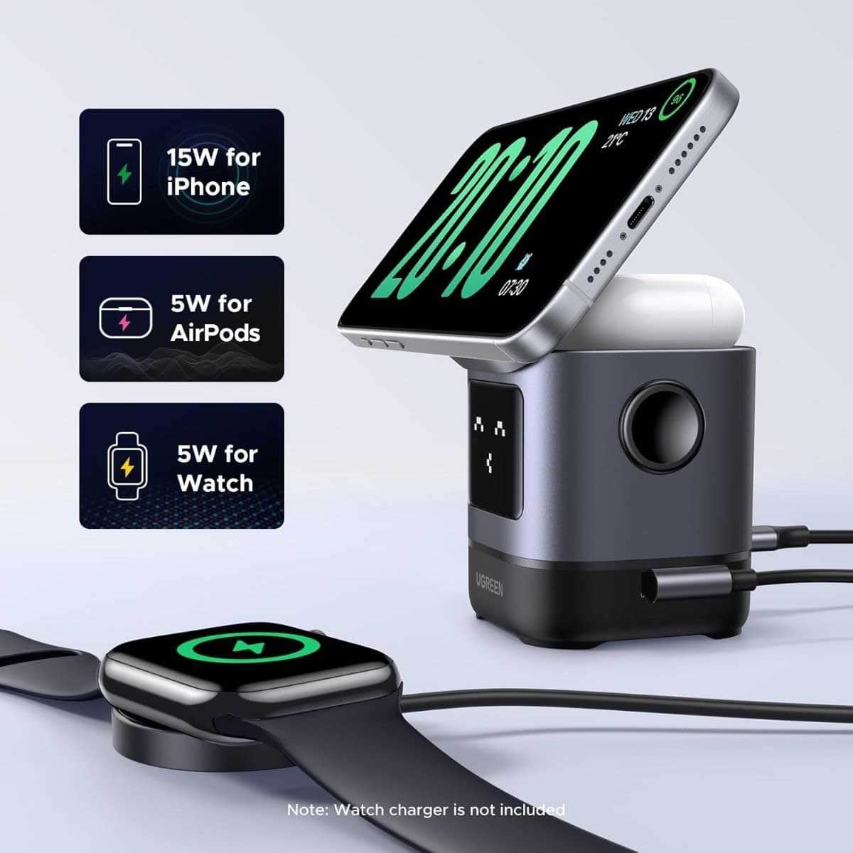 UGREEN Uno W709 15W 2-in-1 Wireless Charger