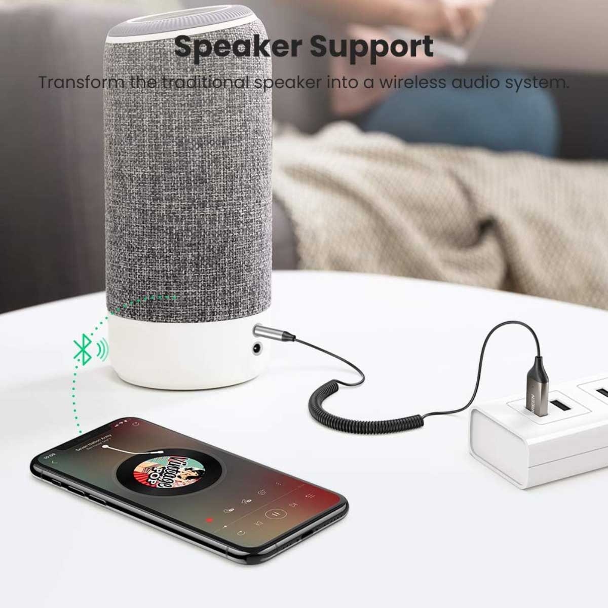 يوجرين مستقبل سيارة Bluetooth 6.0 من USB 2.0 إلى 3.5mm