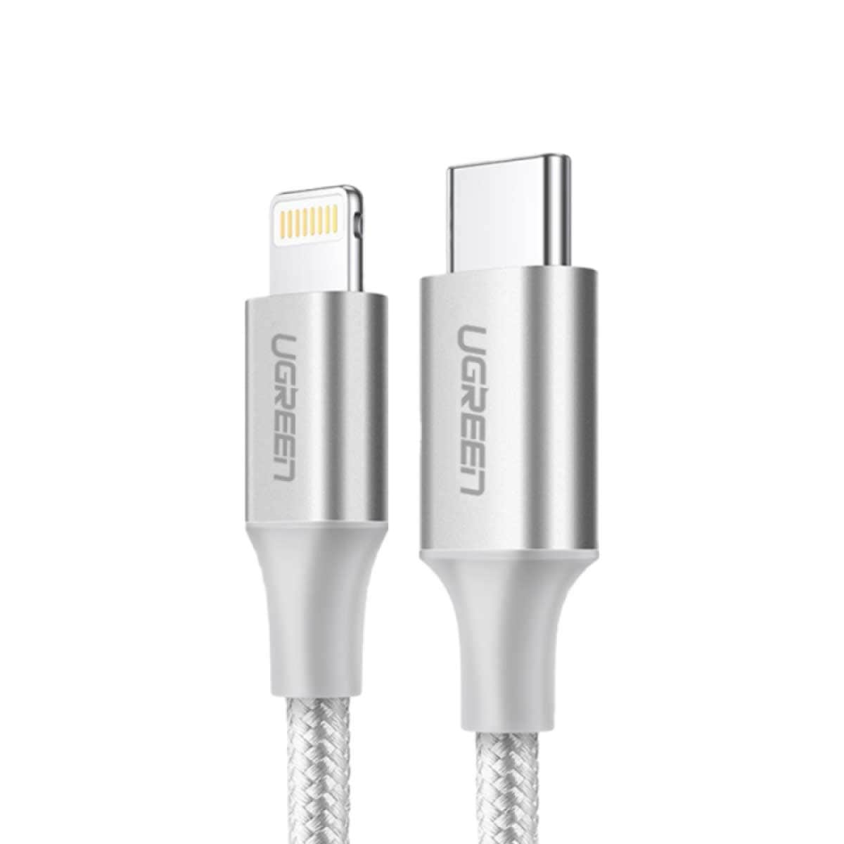 UGREEN White 1m Braided USB-C to Lightning Cable